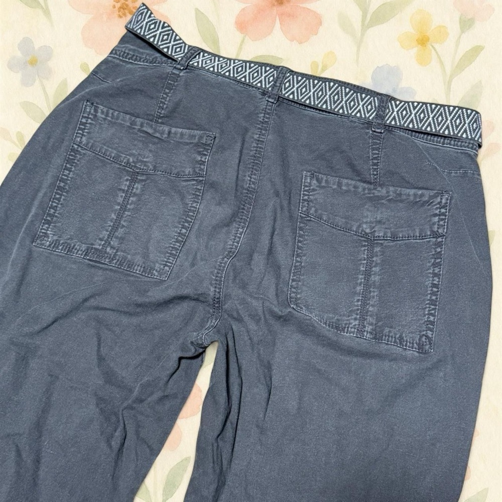 Anthropologie Wanderer Pants 28 Black Utility Cotton Linen Belted Straight - Picture 4 of 6